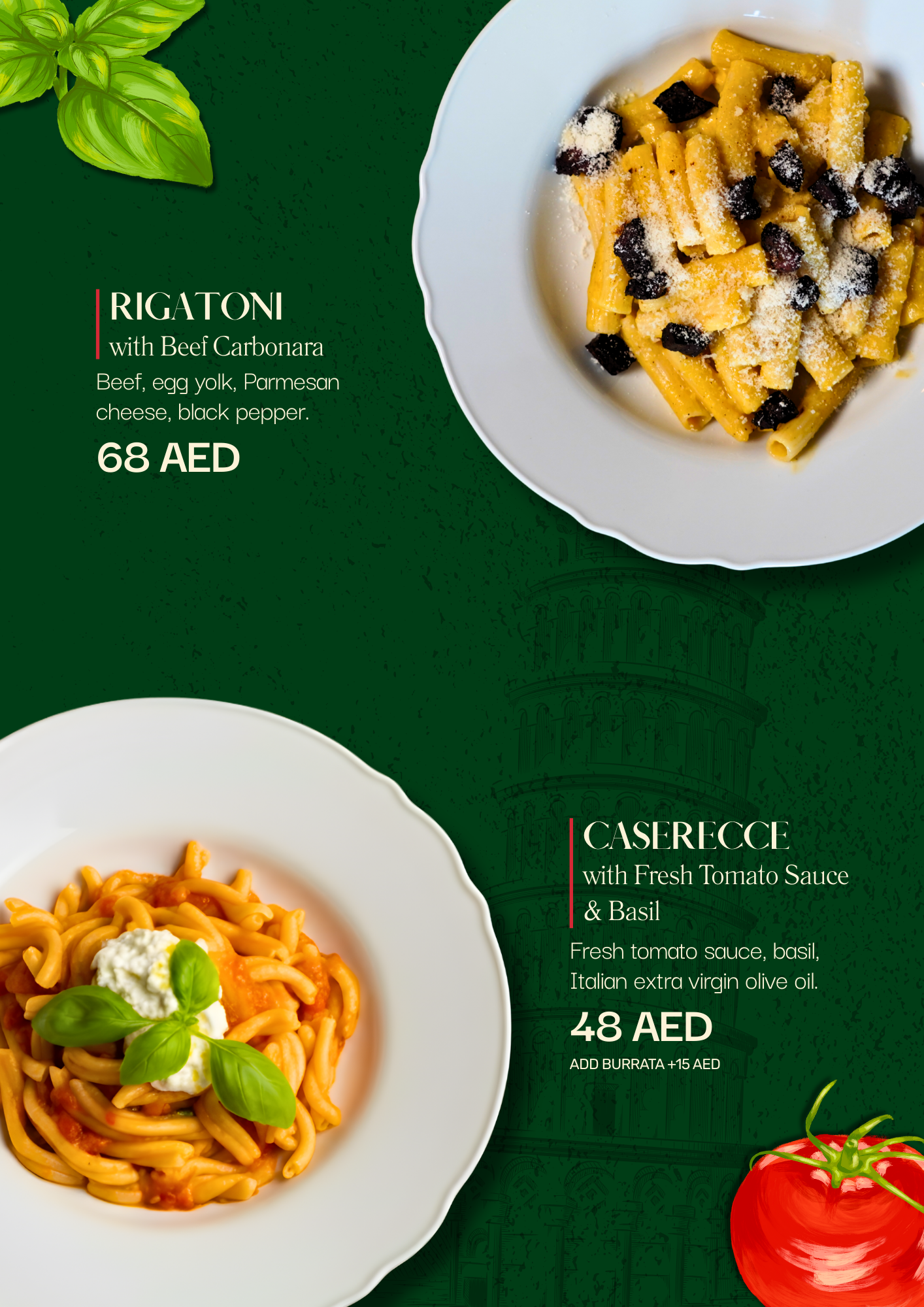 Menu YesPastadubai