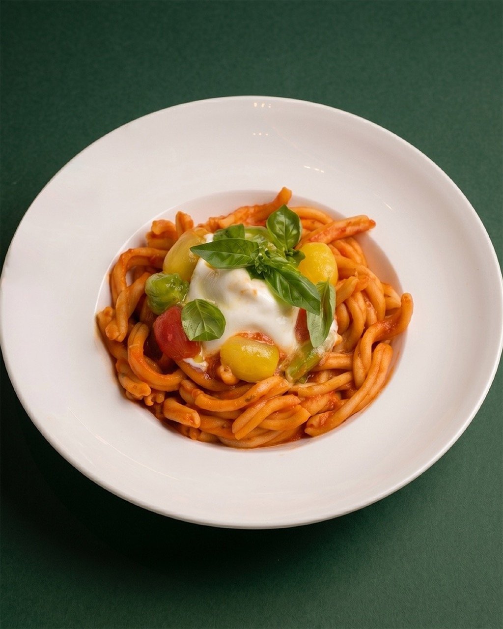 Caserecce with Tomato Sauce and Burrata